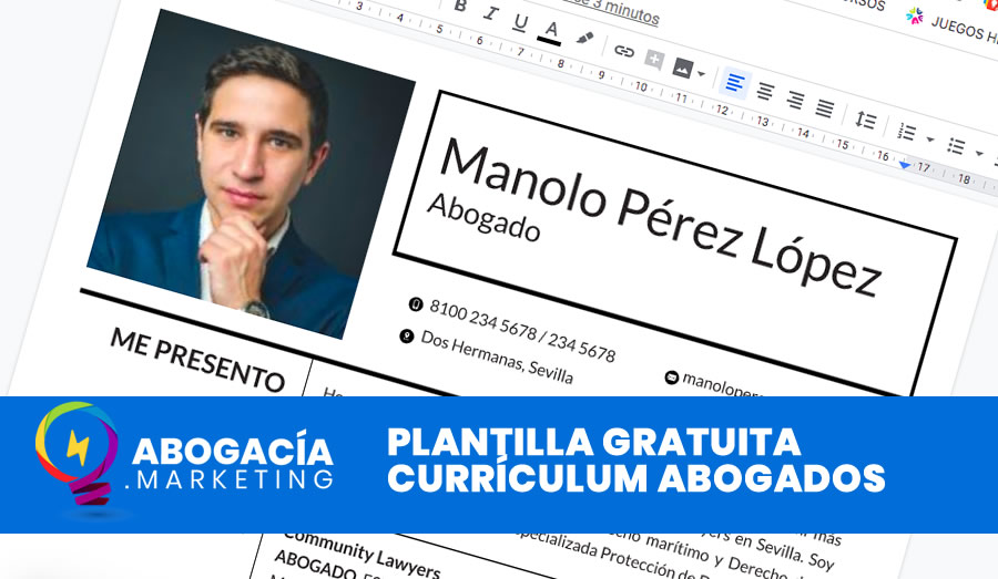 Currículum Vitae para abogados. Plantilla rápida gratuita.